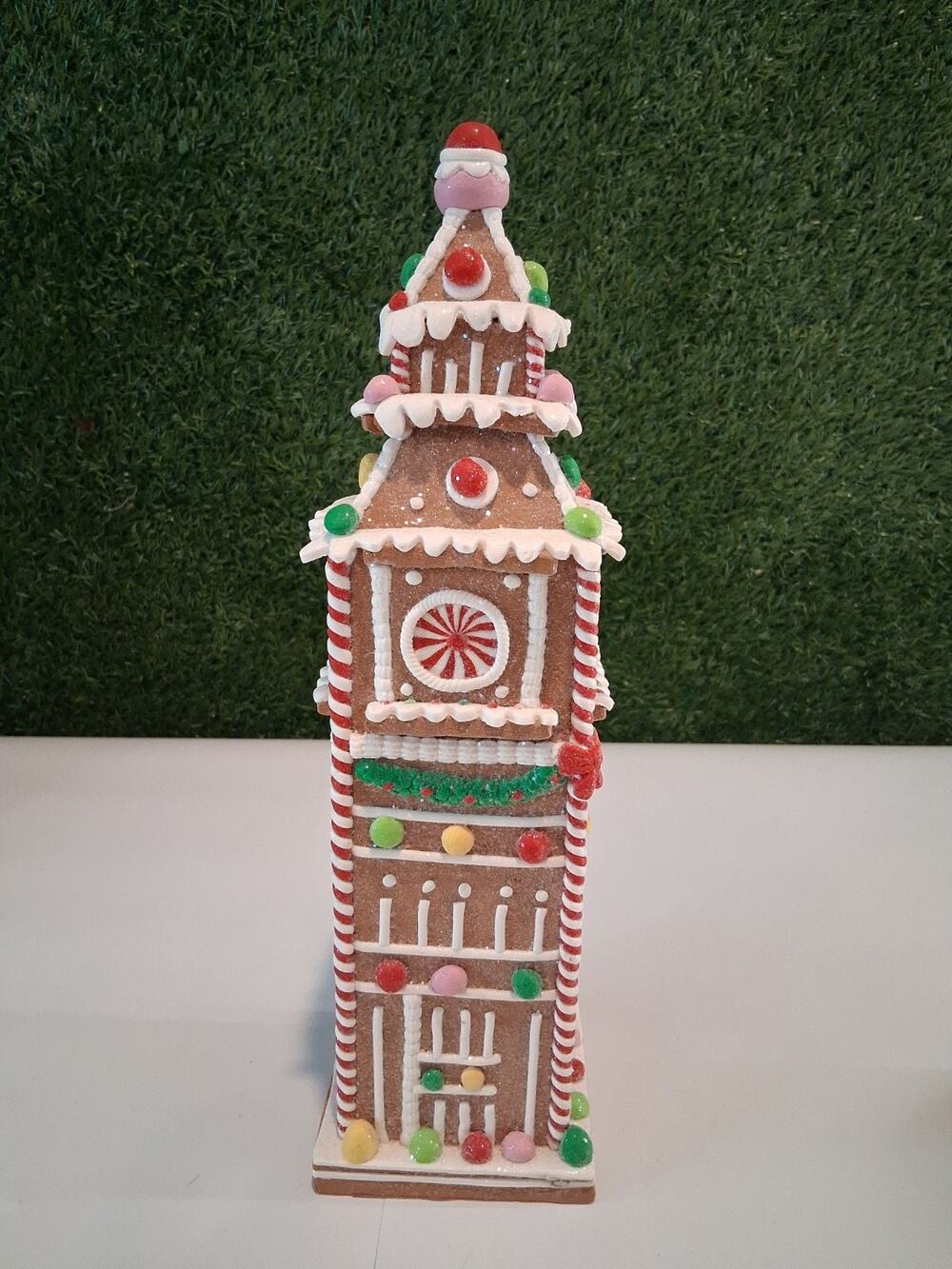 Festive Voice Walgreens Gingerbread Clock Tower Christmas Decor 14" Light Up